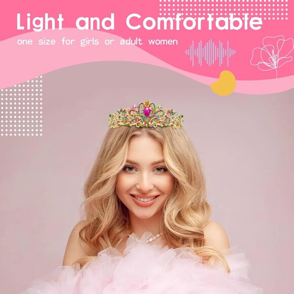 Crystal Tiara Crown Headband Princess Elegant Crown with combs for Women Girls B - Picture 5 of 7